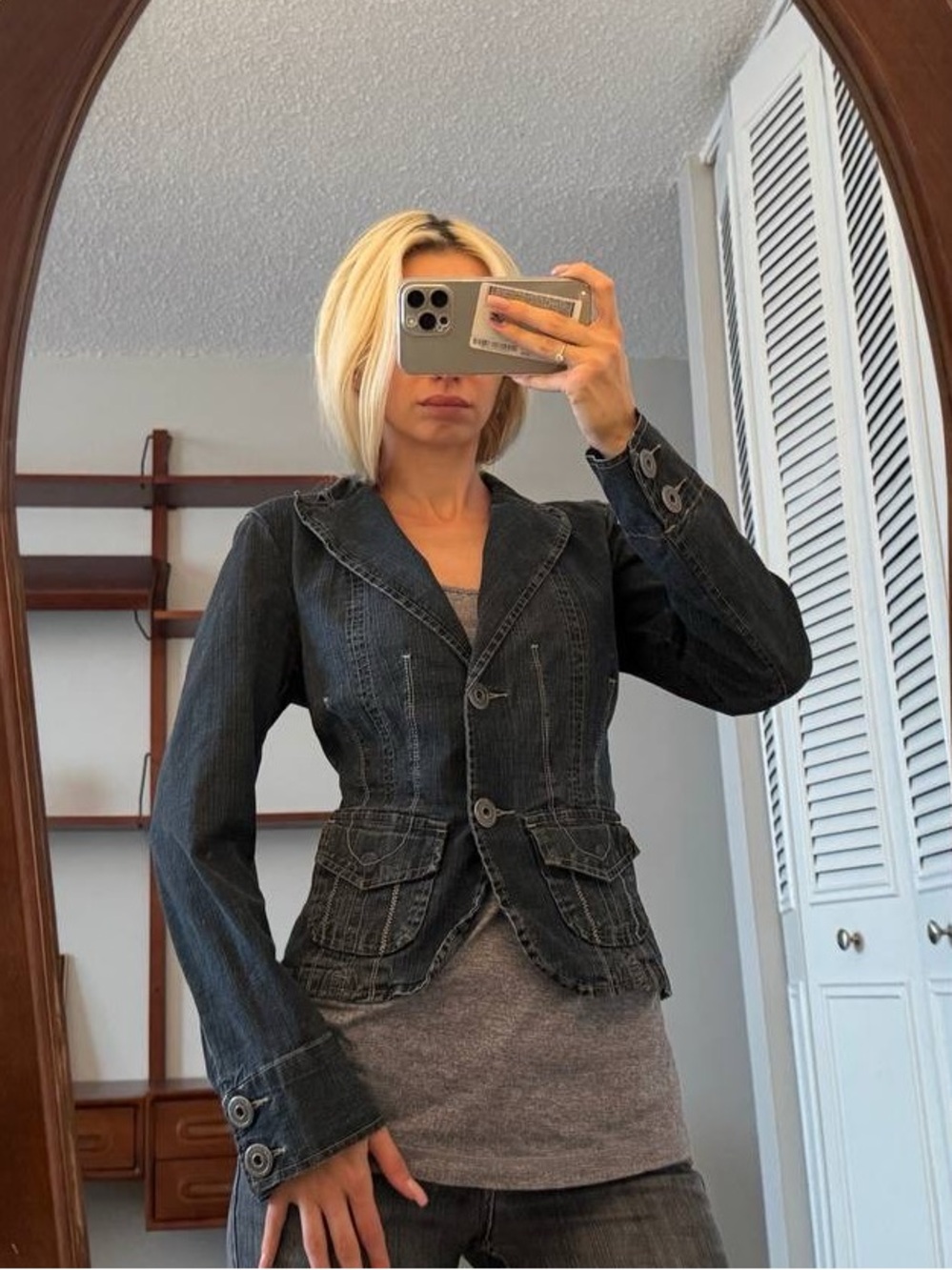 Y2K style Dark Denim Tailored Jacket